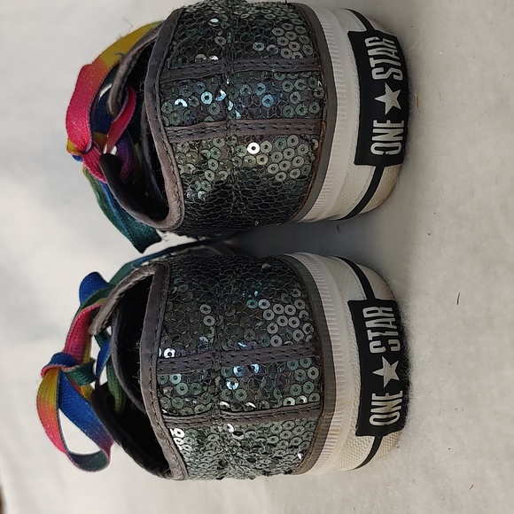 Converse One Star sequin sparkly low top tennis shoe skater shoe - Picture 2 of 6